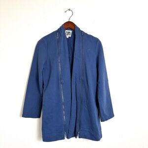 Prairie underground terry cloth navy blue double zipper cardigan sweatshirt xs